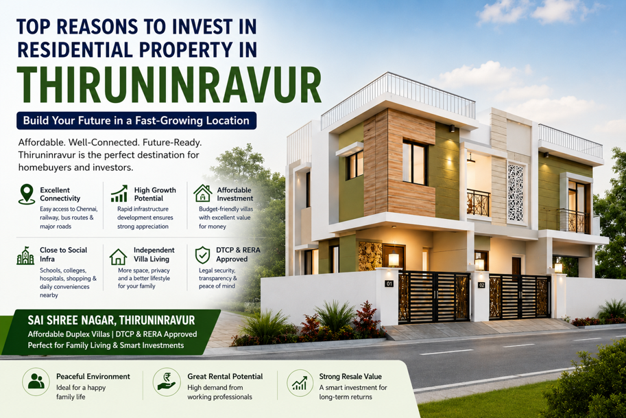 Top Reasons to Invest in Residential Property in Thiruninravur