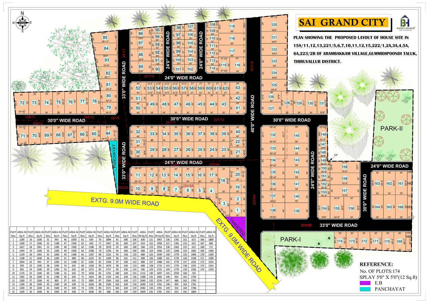 Sai Grand City Phase 1 approved layout plan - 174 plots, Arambakkam